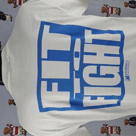 Vintage Primerica Finical promo double-sided graphics XL white & blue t-shirt - Picture 3 of 7